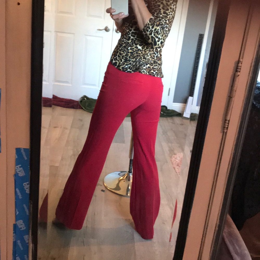 Red dress pants.